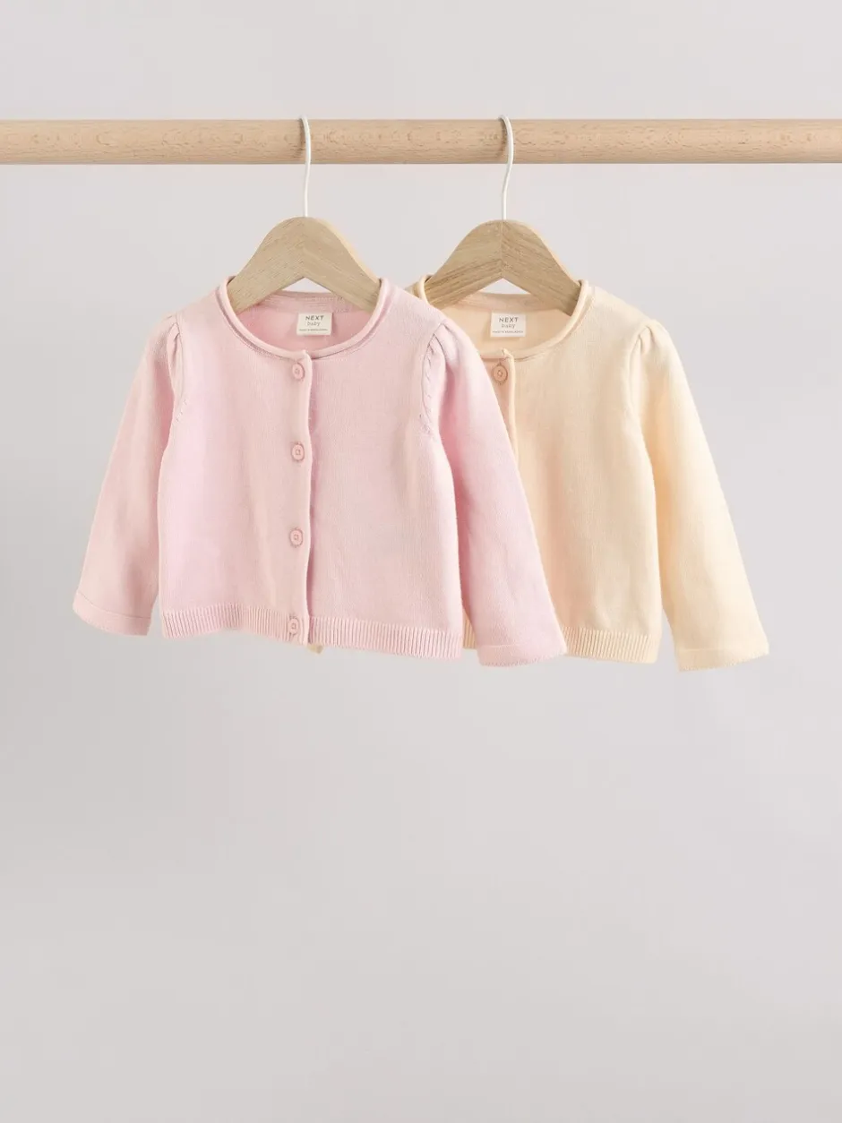 Gebreide Kleding|Next Roze/naturel - Verpakking van 2 100% katoenen vesten (0 mnd - 3 jr)