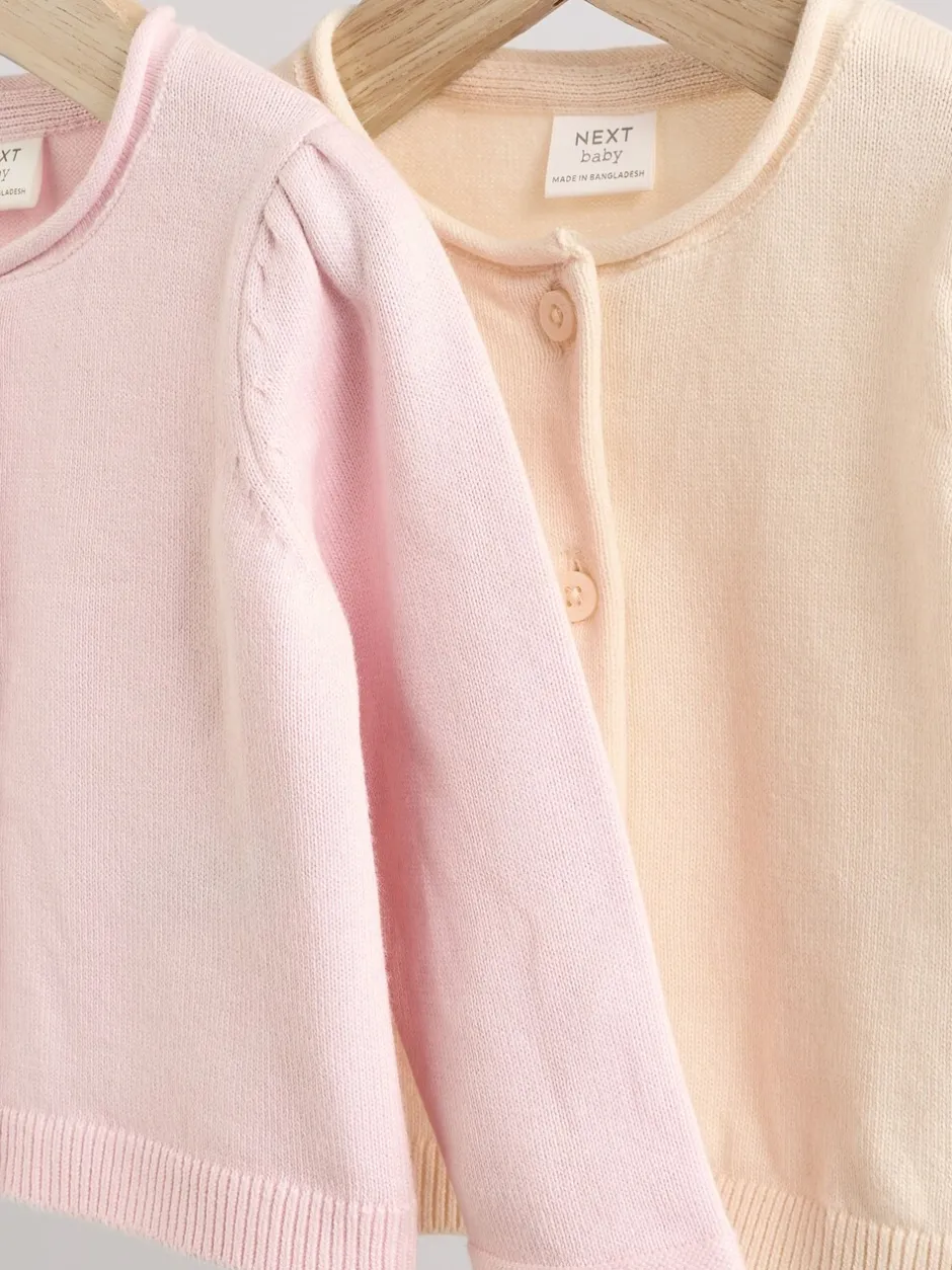 Gebreide Kleding|Next Roze/naturel - Verpakking van 2 100% katoenen vesten (0 mnd - 3 jr)