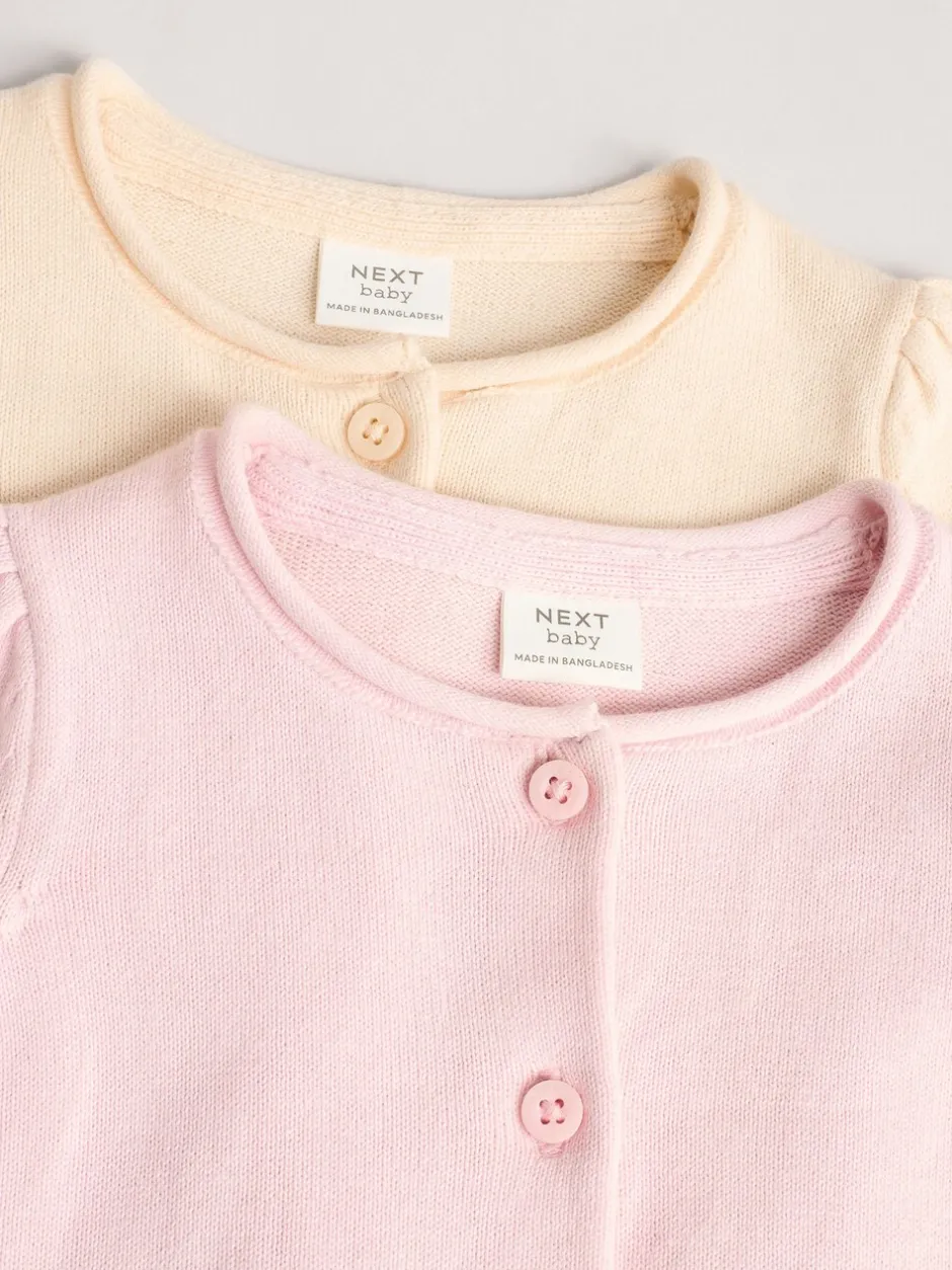Gebreide Kleding|Next Roze/naturel - Verpakking van 2 100% katoenen vesten (0 mnd - 3 jr)