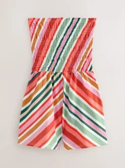 Jumpsuits En Playsuits|Next - Bandeau playsuit met plooien Roze/oranje