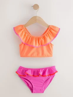 Badkleding*Next Roze/oranje - Bikini met ruches (3-16jaar)