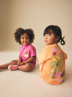 Tops|Sets En Combisets|Next - Top & Cycle Shorts Set 2 Pack (3mths-7yrs) Roze/oranje