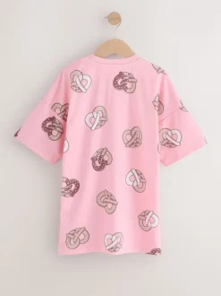 Nachtponnen|Next - Set van 2 nachthemden (3-16 jr) Roze/Paars avocadoprint