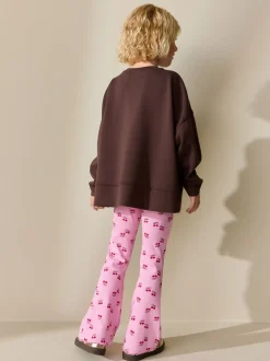Broeken En Leggings|Next Roze/rode kers - Geribde uitlopende legging (3-16 jr)