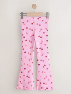 Broeken En Leggings|Next Roze/rode kers - Geribde uitlopende legging (3-16 jr)