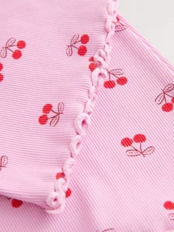 Broeken En Leggings|Next Roze/rode kers - Geribde uitlopende legging (3-16 jr)