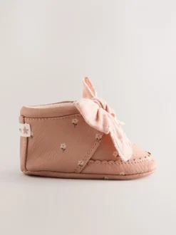 Boots*Next - Babylaarzen met bloemenprint (0-18 mnd) Roze-roestbruin