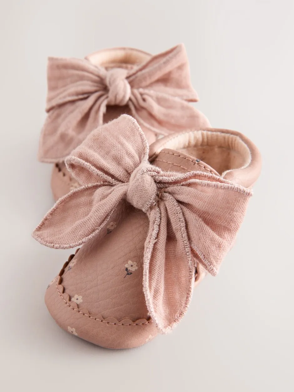 Boots*Next - Babylaarzen met bloemenprint (0-18 mnd) Roze-roestbruin