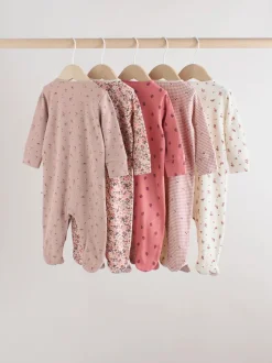 Babypakjes En Babypyjama's*Next Roze/roestbruin met fijne bloemenprint - Set van 5 babypyjama's (0-2jr)