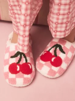 Pantoffels*Next Roze/rood - Check Cherry Mule Slippers