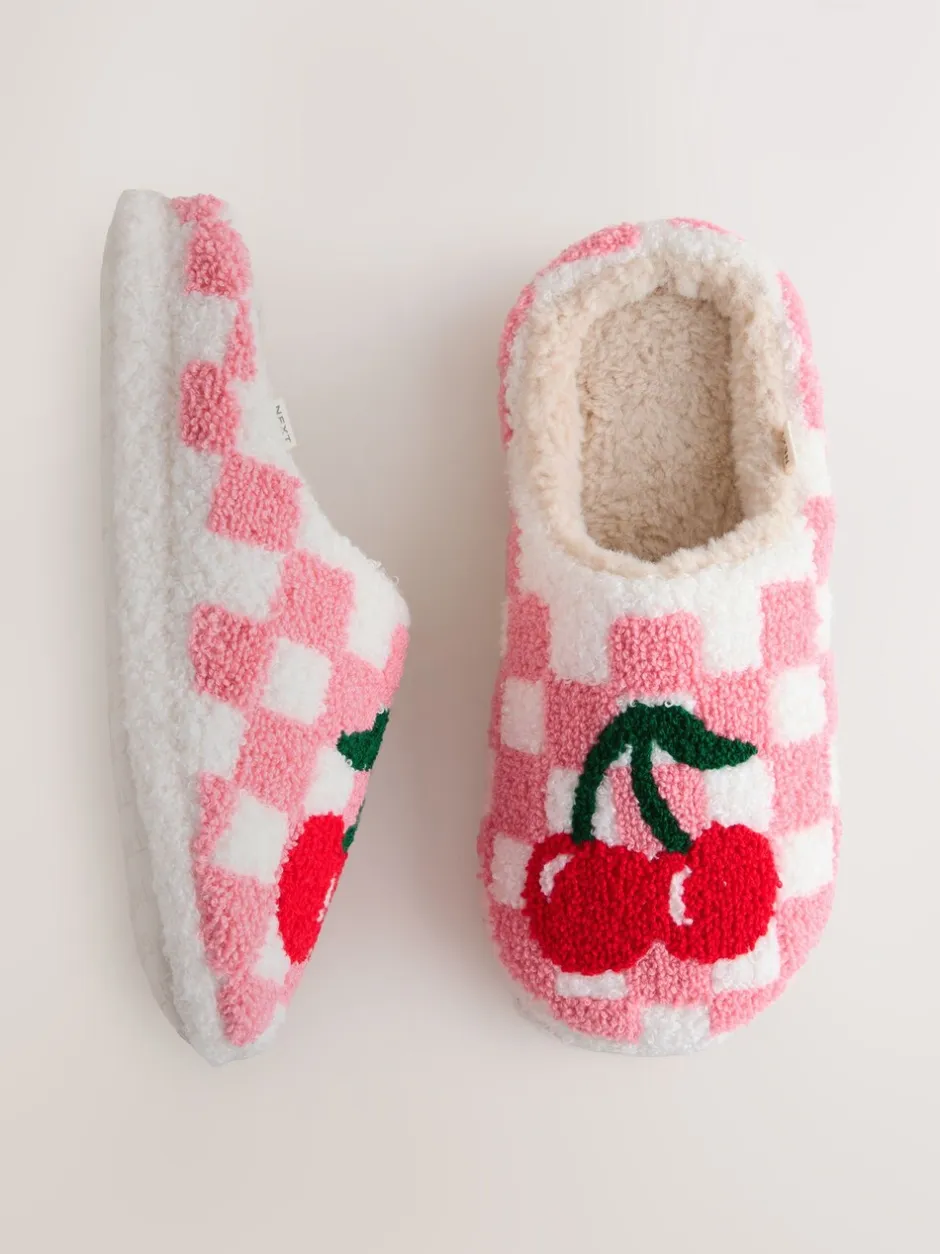 Pantoffels*Next Roze/rood - Check Cherry Mule Slippers