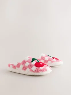 Pantoffels*Next Roze/rood - Check Cherry Mule Slippers