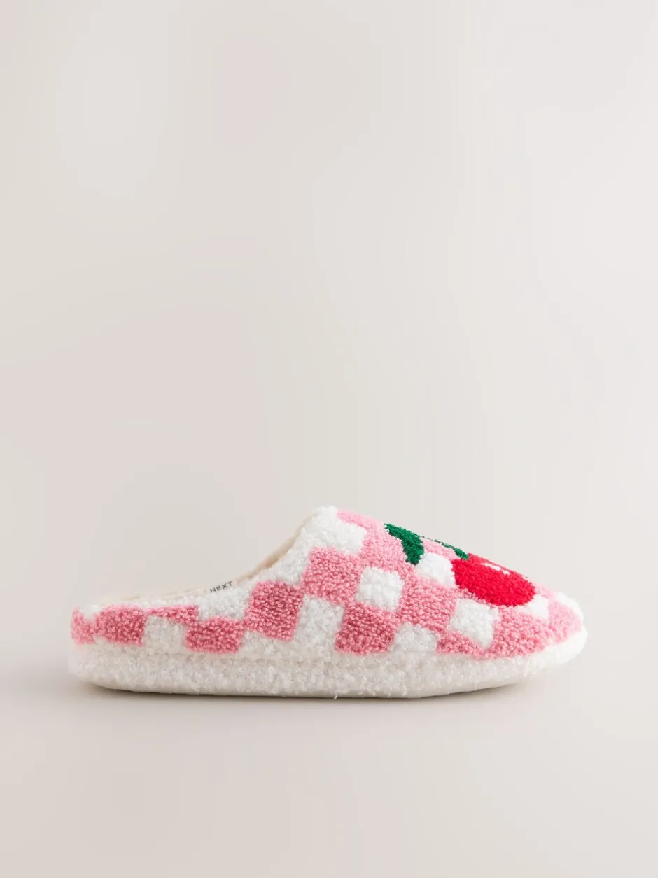 Pantoffels*Next Roze/rood - Check Cherry Mule Slippers