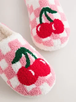 Pantoffels*Next Roze/rood - Check Cherry Mule Slippers