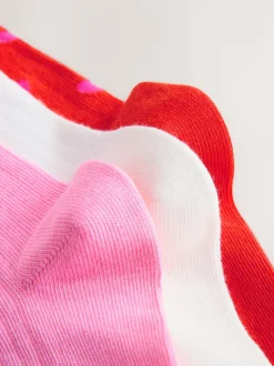 Sokken En Panty's|Next Roze/rood - Katoenrijke geribde enkelSokken 3 -pack