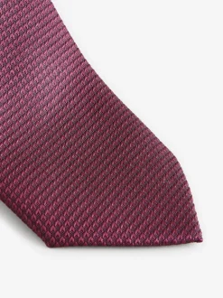Stropdassen En Pochets|Next Rozerood - Set met textuurrijke stropdas en pochet