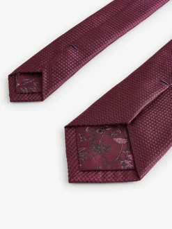Stropdassen En Pochets|Next Rozerood - Set met textuurrijke stropdas en pochet