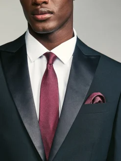 Stropdassen En Pochets|Next Rozerood - Set met textuurrijke stropdas en pochet