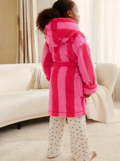 Kamerjassen|Next Roze/rood gestreept - Teddy fleece kamerjas (9mnd -16jr)