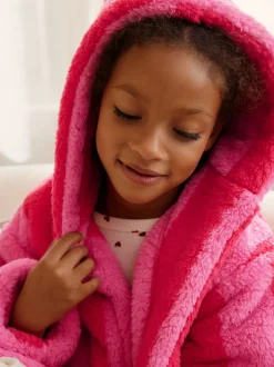 Kamerjassen|Next Roze/rood gestreept - Teddy fleece kamerjas (9mnd -16jr)