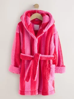 Kamerjassen|Next Roze/rood gestreept - Teddy fleece kamerjas (9mnd -16jr)