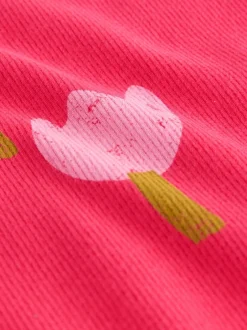 Tops*Next Roze/rood met bloemen - Geribbeld T-shirt met lange mouwen (3mnd-7jr)