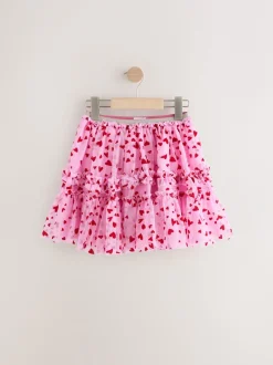 Shorts En Rokken*Next Roze/rood met hart - Pull On Mesh Skirt (3-16yrs)