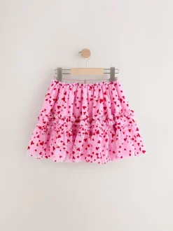 Shorts En Rokken*Next Roze/rood met hart - Pull On Mesh Skirt (3-16yrs)