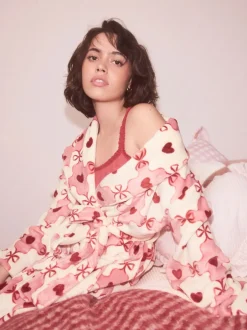 Badjassen|Alle Nacht- En Loungekleding|Next - Superzachte kamerjas Roze/rood met hart