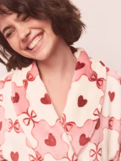 Badjassen|Alle Nacht- En Loungekleding|Next - Superzachte kamerjas Roze/rood met hart