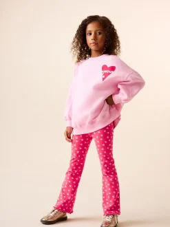 Sets En Outfits|Sweaters En Hoody´S|Next - Sweatshirt and Flare Leggings Set (3-16yrs) Roze/rood met hart