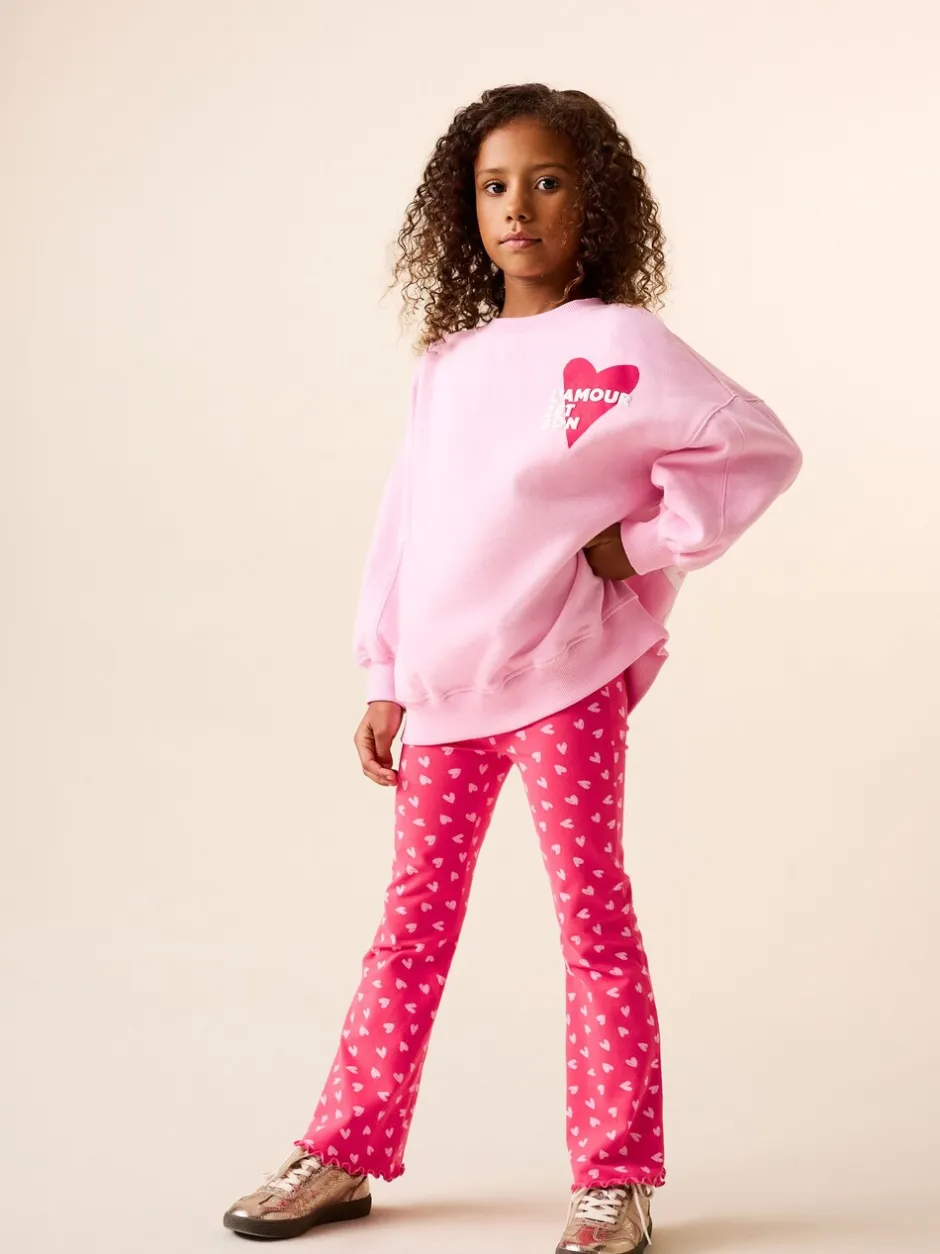 Sets En Outfits|Sweaters En Hoody´S|Next - Sweatshirt and Flare Leggings Set (3-16yrs) Roze/rood met hart