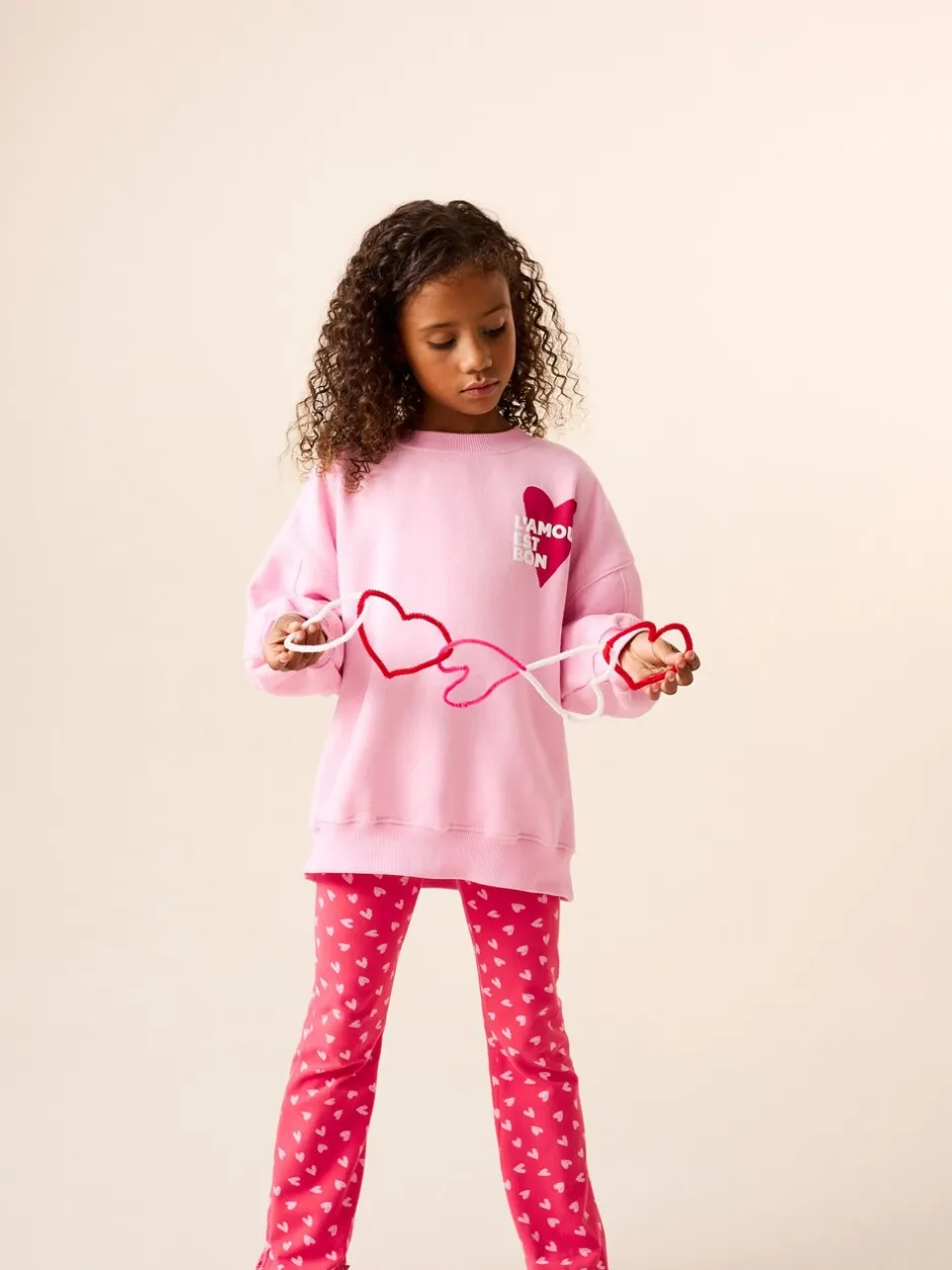 Sets En Outfits|Sweaters En Hoody´S|Next - Sweatshirt and Flare Leggings Set (3-16yrs) Roze/rood met hart