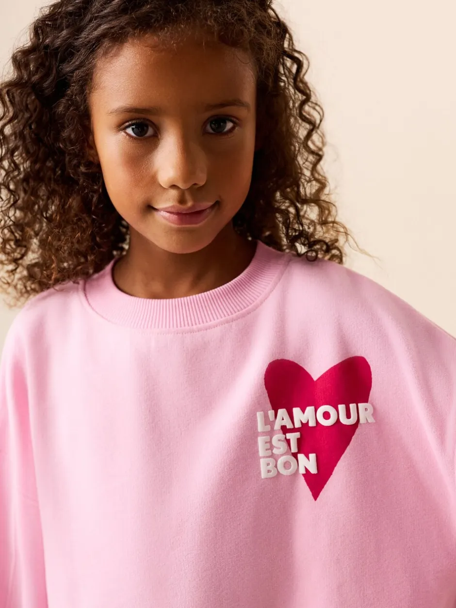 Sets En Outfits|Sweaters En Hoody´S|Next - Sweatshirt and Flare Leggings Set (3-16yrs) Roze/rood met hart