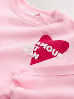 Sets En Outfits|Sweaters En Hoody´S|Next - Sweatshirt and Flare Leggings Set (3-16yrs) Roze/rood met hart