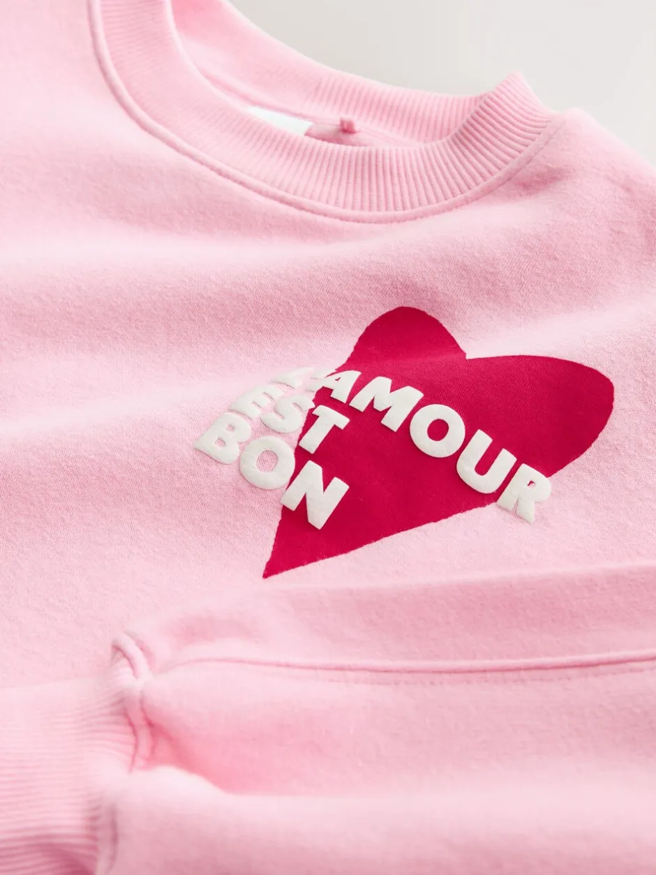 Sets En Outfits|Sweaters En Hoody´S|Next - Sweatshirt and Flare Leggings Set (3-16yrs) Roze/rood met hart