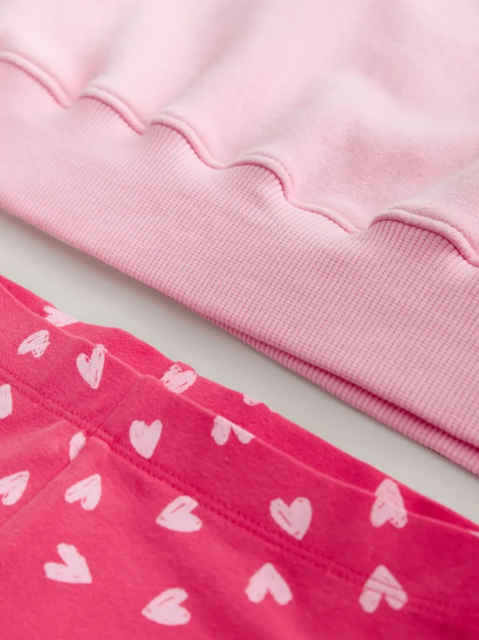 Sets En Outfits|Sweaters En Hoody´S|Next - Sweatshirt and Flare Leggings Set (3-16yrs) Roze/rood met hart