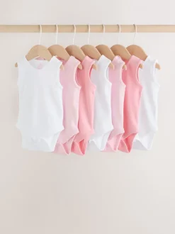 Rompertjes En Hemdjes*Next Roze/wit - Essentieel Vest Baby Bodysuits