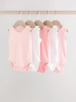 Rompertjes En Hemdjes*Next Roze/wit - Essentieel Vest Baby Bodysuits