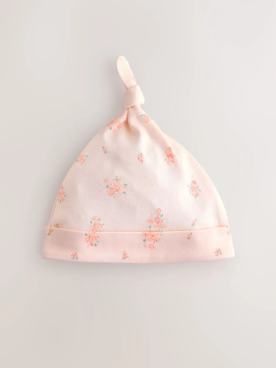 Mutsjes En Antikrabwantjes|Mutsen, Handschoenen En Sjaals|Next Roze/wit - Set van 3 babymutsen met strik (0-12mnd)