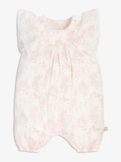 Jumpsuits En Playsuits*The Little Tailor - Mousseline babyplaysuit van 100% katoen Roze/wit