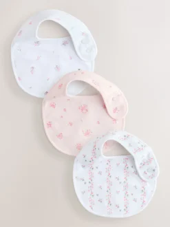Slabbetjes*Next Roze/wit - Verpakking met 3 babyslabbetjes