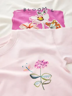 Nachtkleding En Pyjama's|Pyjama's|Next - Verpakking van 2 pyjama's met joggingbroek (3 - 16 jr) Roze/wit met bloemenprint