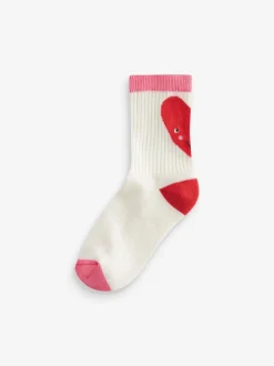 Sokken En Panty's|Sokken En Panty's|Next Roze/wit met hartjes - 3 Paar enkelsokken met verzachte zool en hoog katoengehalte