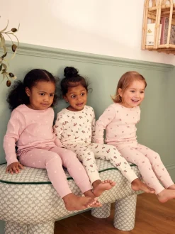 Nachtkleding En Pyjama's|Pyjama's|Next - Knusse geribbelde pyjama's 3 verpakking (9mnd-12jr) Roze/witte Ditsy