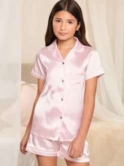 Nachtkleding En Pyjama's|Pyjama's|Lipsy - satijnen pyjama's 2 pack (5-16jr) Roze/zwart