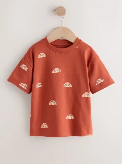 T-Shirts|Tops*Next - Short Sleeve All-Over Print T-Shirt (3 Month-7 Years) (3mths-7yrs) Rust Red Sun