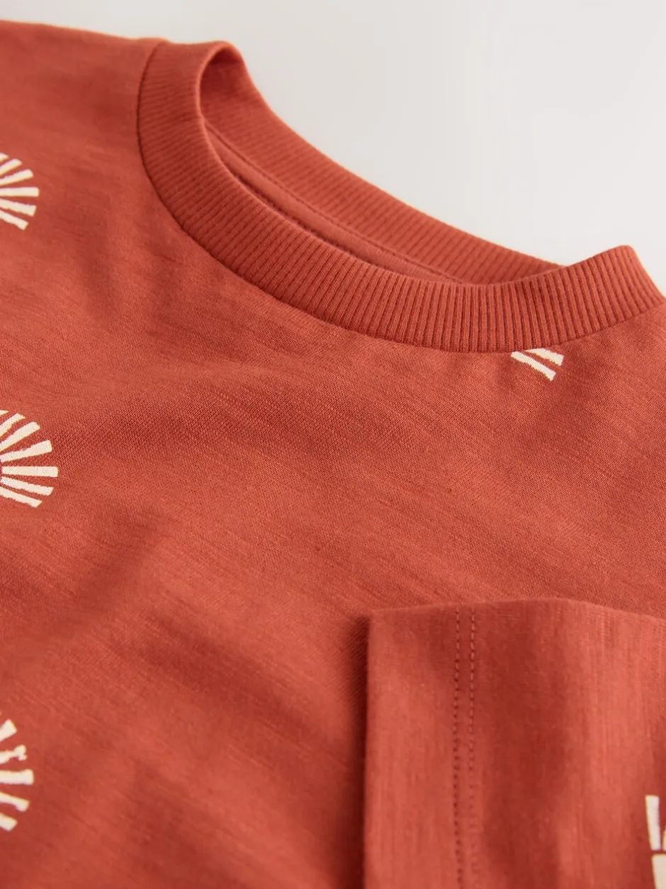 T-Shirts|Tops*Next - Short Sleeve All-Over Print T-Shirt (3 Month-7 Years) (3mths-7yrs) Rust Red Sun