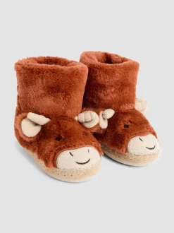 Pantoffels|Pantoffels|Jojo Maman Bébé - Plush Slipper Boots Rust Schotse Hooglander