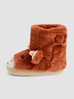 Pantoffels|Pantoffels|Jojo Maman Bébé - Plush Slipper Boots Rust Schotse Hooglander